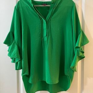 Vince Camuto Ruffle Sleeve Split Neck Blouse